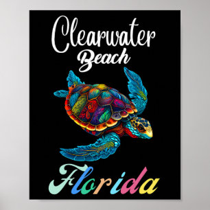 Poster Clearwater Beach, Flórida, Tie Dye Sea Turtle Famí