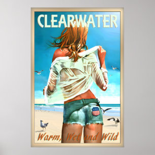 Poster Clearwater Flórida Condado de Pinellas Praia Pin U