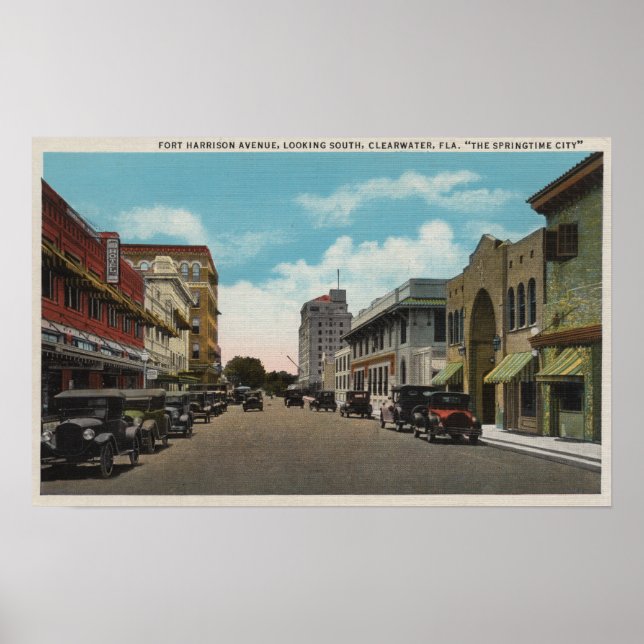 Poster Clearwater, Florida - South View of Ft. Harrison (Frente)