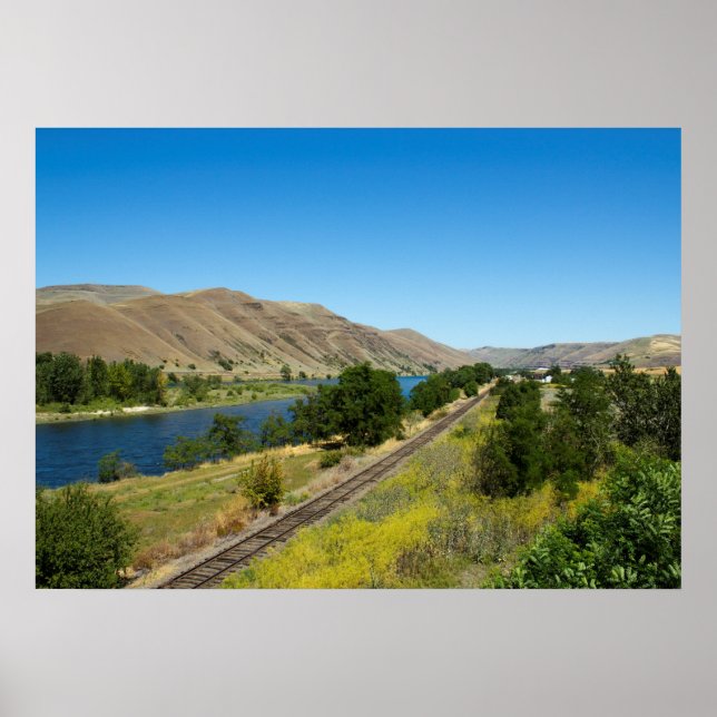 Pôster Clearwater River e BG&CM Railroad Tracks, Idaho (Frente)