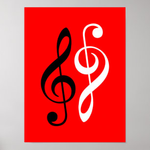 Pôster clef de triplo branco preto da música