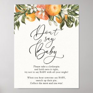 Poster Clementine Orange e Greenery Não Digam Jogo de Be