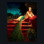 Poster Cleopatra Vintage Art Deco Fantasy Art Art<br><div class="desc">Esta é uma impressão de uma pintura artística de fantasia de Art Deco,  digitalmente melhorada,  de Ceopatra com um pavão de Edward Mason Eggleston</div>