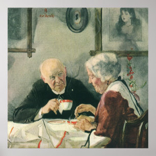 Poster Clero Antigo, Café ou Chá com um Padre