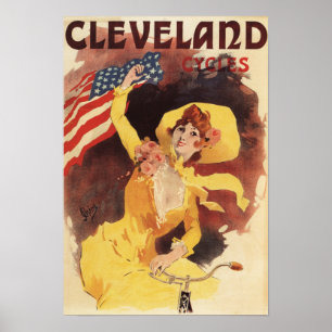Pôster Cleveland Bicycles American Girl in Yellow