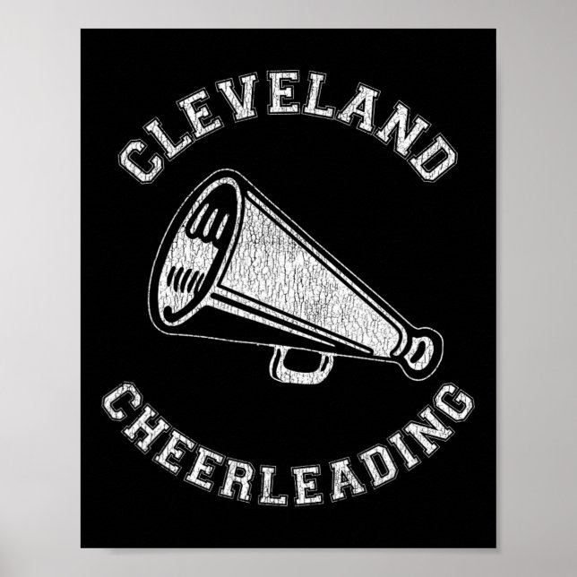 Poster Cleveland Cheer Angustiado Retro Cheerleader dos A (Frente)