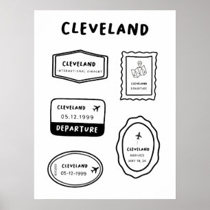 Poster Cleveland - Coleção de Carimbo Viagem Minimalist
