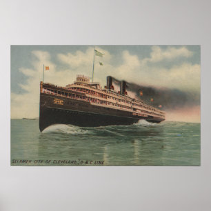 Poster Cleveland, OH - cidade do navio a vapor de