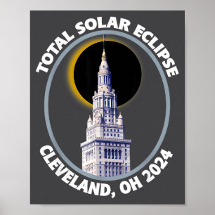 Poster Cleveland Ohio 2024 Caminho do Eclipse Solar Total