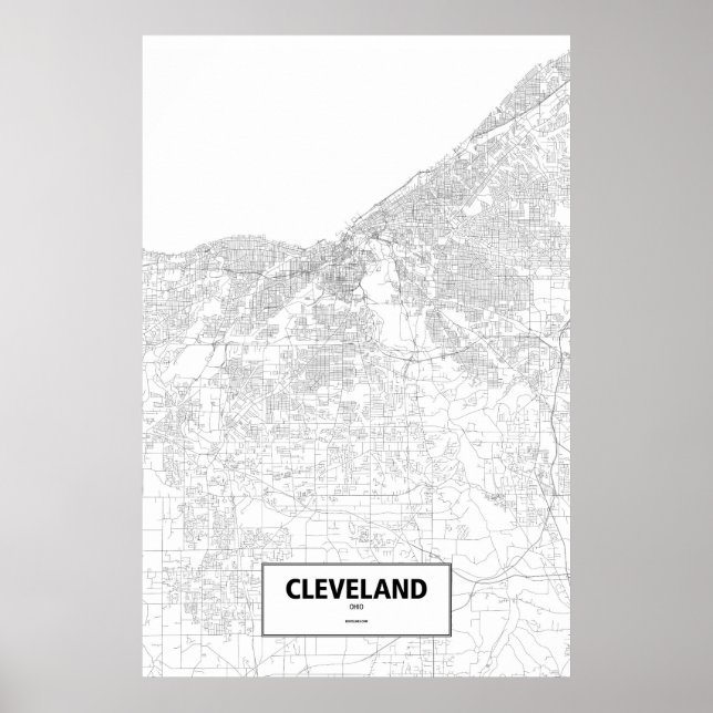 Pôster Cleveland, Ohio (preto em branco) (Frente)