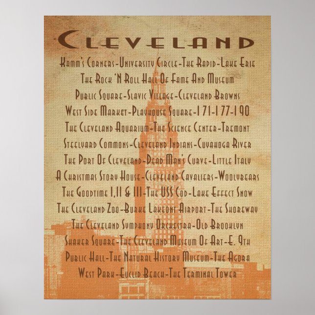 Poster Cleveland - São marcas e bairros (Frente)