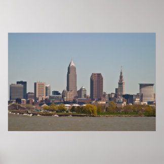 Pôster Cleveland Skyline em Primavera
