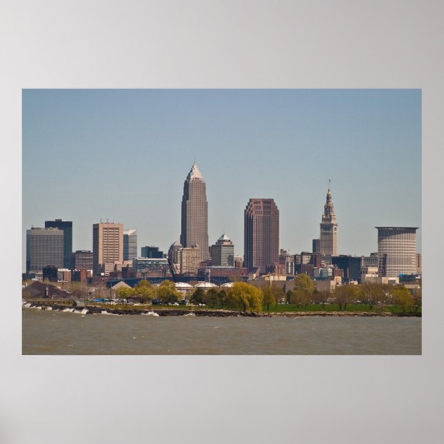 Pôster Cleveland Skyline em Primavera (Frente)