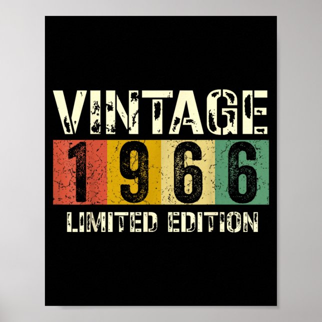 Poster Clic 60 Birthday Decorations Men 60yr 1966 60th Bi (Frente)