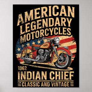 Poster Clic &amp; Moto Americana Vintage Indian Born