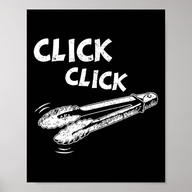 Poster Click A Click Tongs Bbq Byrbecue Byrbecuing Hangin (Frente)