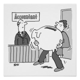 Pôster Cliente Contabilista com o Huge Piggy Bank