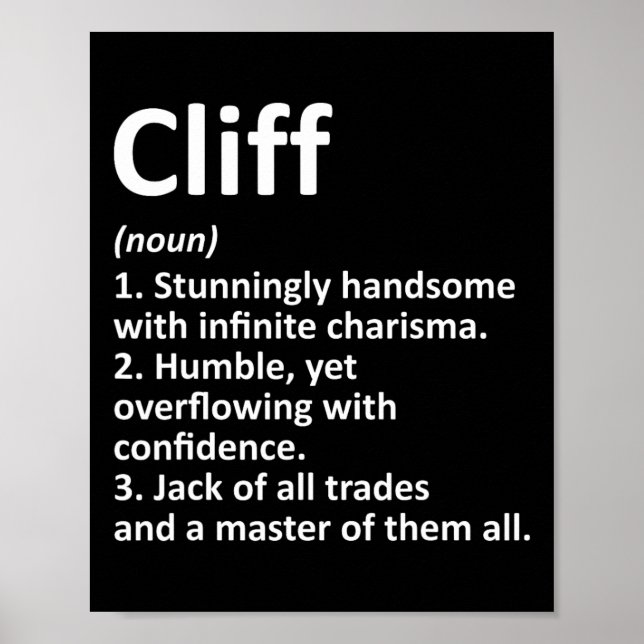 Poster Cliff Definition Personalized Name Funny Birthday  (Frente)