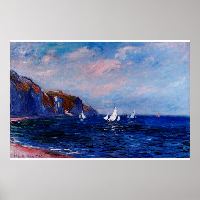 Poster Cliff e veleiros em Pourville,1882 (Frente)