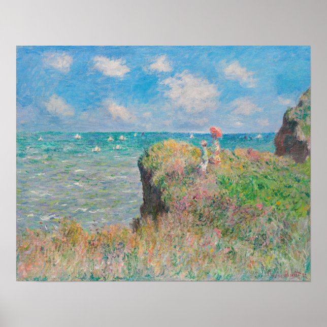 Poster Cliff Walk em Pourville (1882) por Claude Monet (Frente)