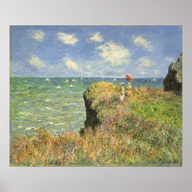 Pôster Cliff Walk em Pourville por Claude Monet (Frente)