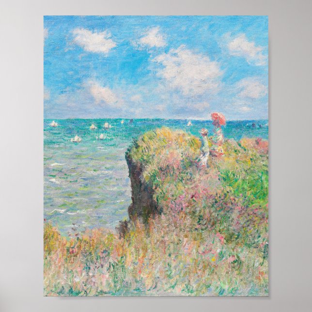 Poster Cliff Walk em Pourville por Claude Monet (Frente)