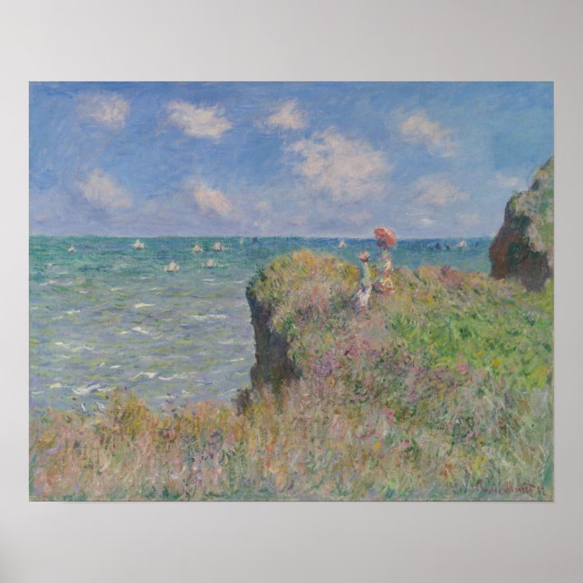 Poster Cliff Walk em Pourville por Monet Fine Art Impress (Frente)