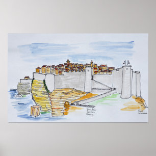 Poster Cliffside City of Bonifacio Corsica, France