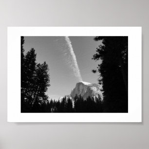 Poster Cliffside Cloud Yosemite Sky Black and White Photo
