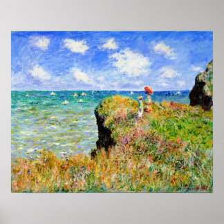 Pôster Clifftop Walk em Pourville por Claude Monet
