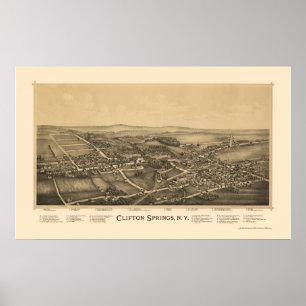 Poster Clifton Primavera, NY Panorâmica Map - 1892