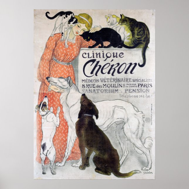 Poster Clínica veterinária francesa Vintage (Frente)