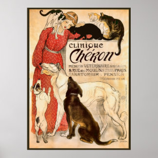 Poster Clinique Cheron Vintage Publicidade Veterinária