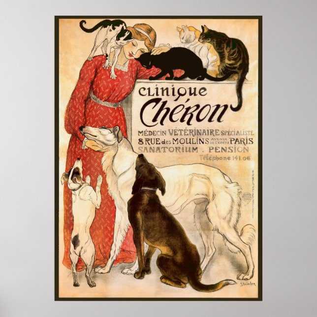Poster Clinique Cheron Vintage Publicidade Veterinária (Frente)