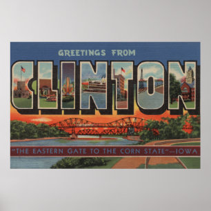 Pôster Clinton, letra ScenesClinton de IowaLarge, IA