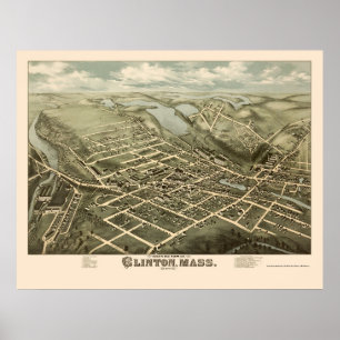 Poster Clinton, mapa panorâmico das MÃES - 1876