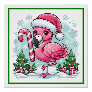 Pôster Clipart-27301 de Sublimação do Flamingo de Natal