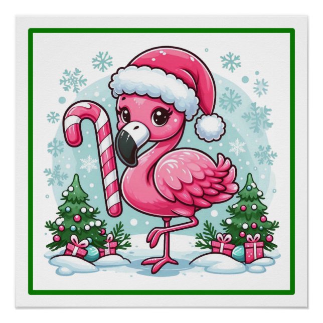 Pôster Clipart-27301 de Sublimação do Flamingo de Natal (Frente)