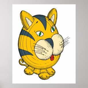 Poster Clipart de desenho animado de gato, ilustração de