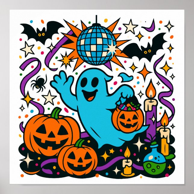 Poster Clipe fantasma do Halloween, PNG, doido fofo (Frente)