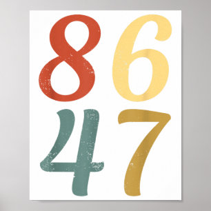 Poster Clique em Estilo Vintage 80s 86 47 Anti Trump 8647