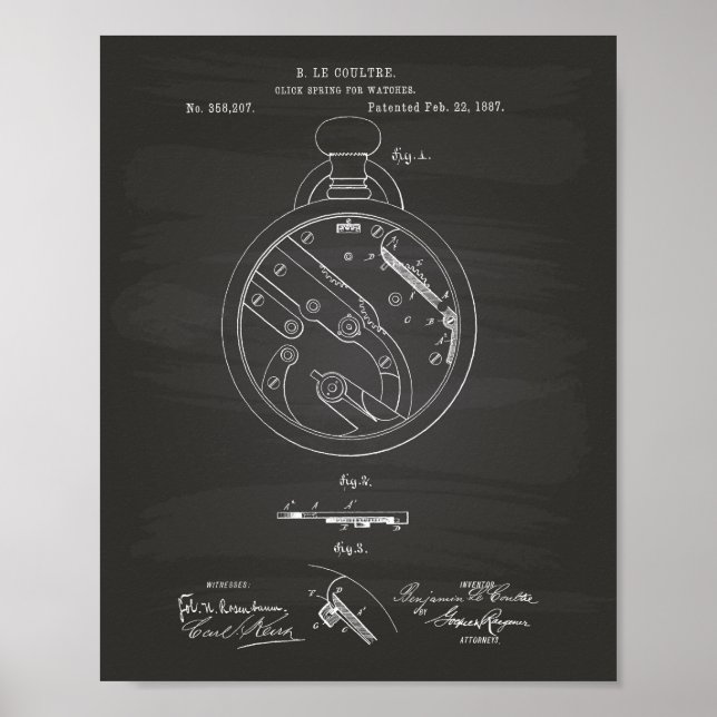 Poster Clique em Primavera Watch 1887 Patent Art Chalkboa (Frente)
