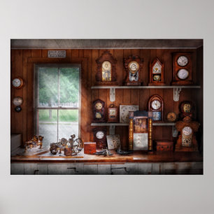Poster Clocksmith - na oficina de reparações do pulso d