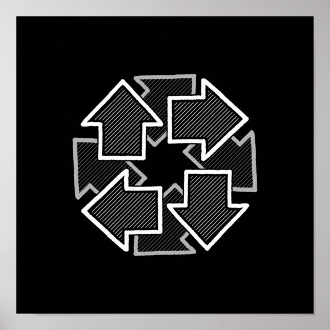 Poster Clockwise Arrows Minimal Geometric Black Variant 2 (Frente)