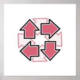Poster Clockwise Arrows Minimal Geometric Red