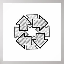 Poster Clockwise Arrows Minimal Geometric White Variant 1