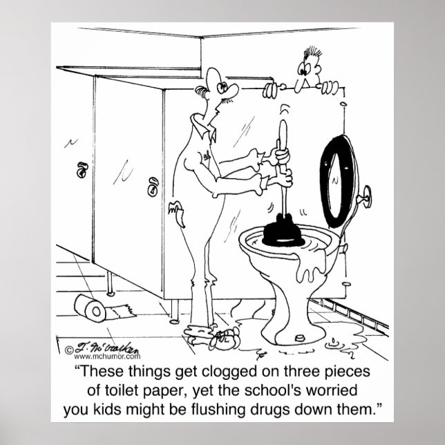 Pôster Clogs De Banheiro Com Três Folhas De TP (Frente)