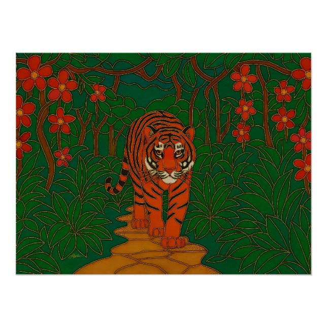 Pôster Cloisonne Art Tiger on the Jungle Path (Frente)