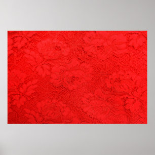 Poster Close-up de textura de renda vermelha elegante e f