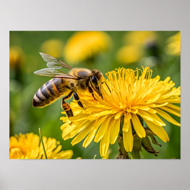Poster Close Up of a Honeybee Collecting Nectar (Frente)